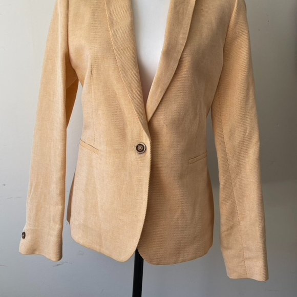 Women's MASSIMO DUTTI Yellow Tan Blazer SuitJacket Size 10 - Picture 2 of 5